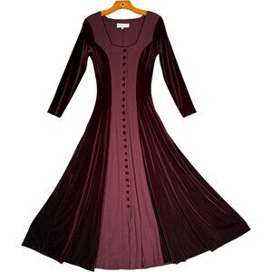 Vanessa Stevens Burgundy Velvet Maxi Dress Victorian Castlecore Vamp